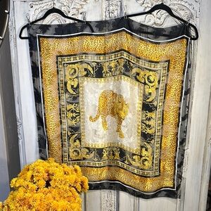 Elegant Yellow and Black Leopard Print Scarf